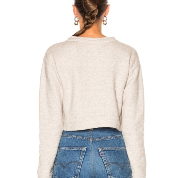 MOTHER Don't Sweat It- TheTie Up Easy Crop Lace Up Sweatshirt-Biege - Picture 2 of 10